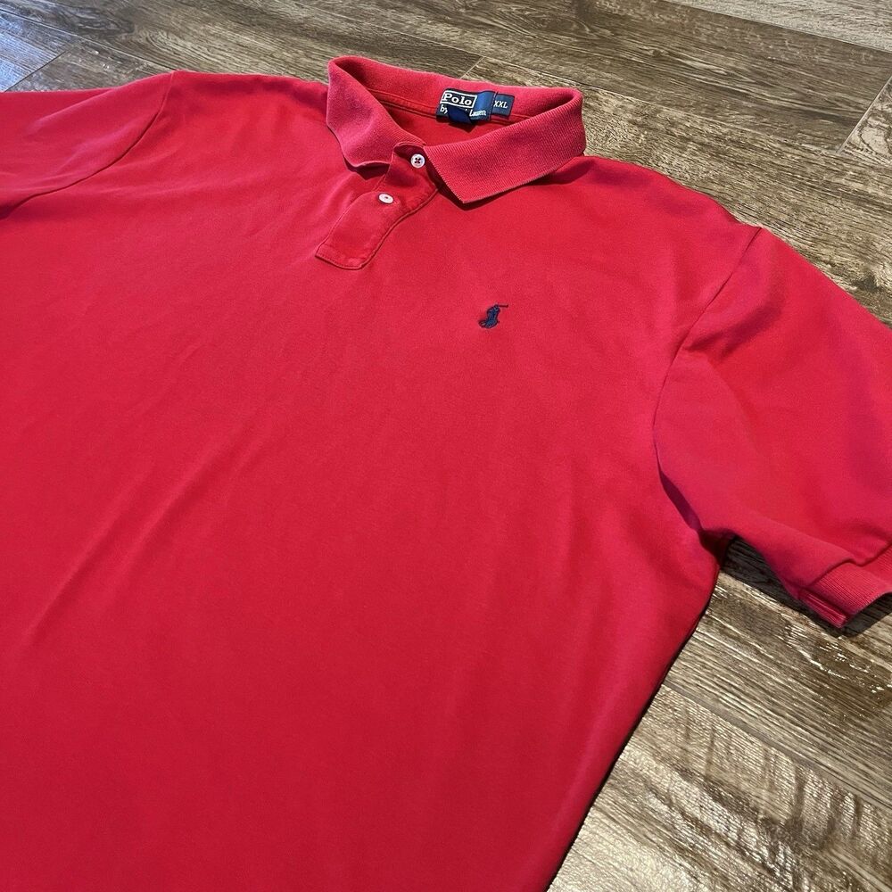 Polo Ralph Lauren Polo Shirt Men's 2XL Red 100% Cotton Short Sleeve Logo Button